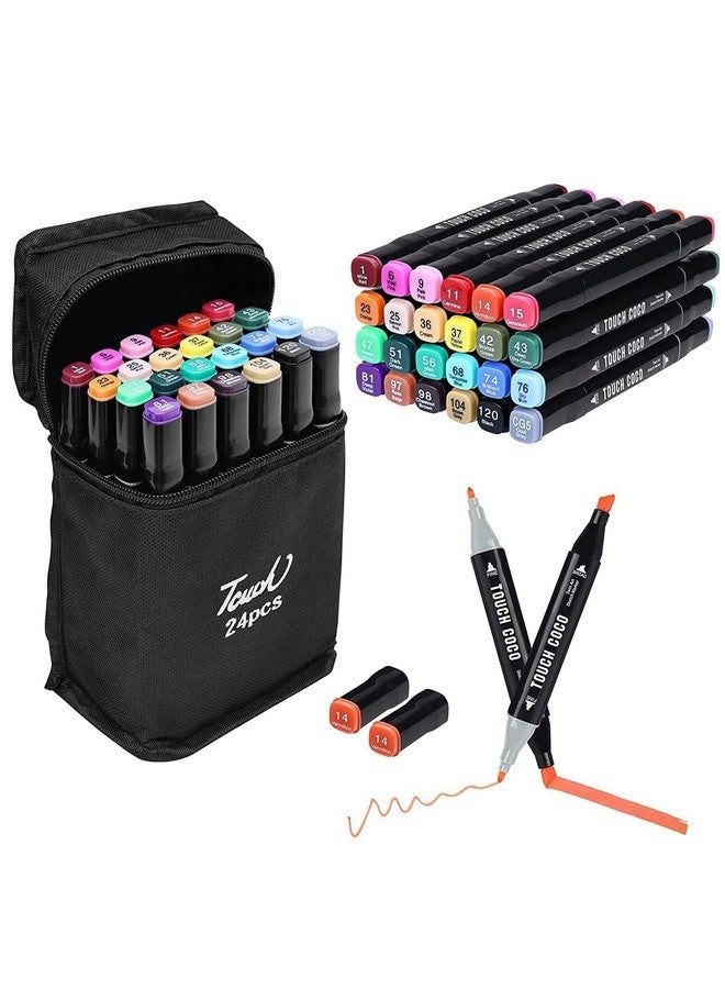 JB Export قلم ماركر JB إكسبورت، قلم مائي، أقلام ماركر للتحديد، مجموعة رسم، مواد رسم، قلم أكريليك، قلم ملون، مجموعة 24 قلم ماركر، أقلام طلاء، أقلام ماركر لمسة رائعة، قلم سحري للأطفال (24) - Image 1