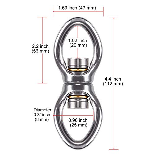 Dolibest Swing Swivel with 2 Bearing,Safest Rotational Device Hanging Accessory for Aerial Silks Dance, Web Tree Swing, Yoga Sets Hanging Hammock 800LB Capacity - Image 3