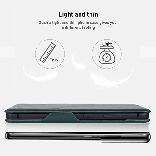 PULOKA for Samsung Galaxy S23 Ultra - Sleek Flip Case - Premium Vegan Leather Phone Cover with Card Slot - Slim, Durable, Privacy Protection - Kickstand Function - Elegant Flip Wallet Cases - Green - Image 5