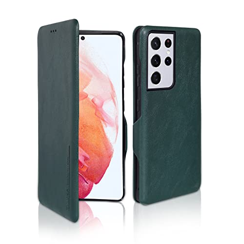 PULOKA for Samsung Galaxy S23 Ultra - Sleek Flip Case - Premium Vegan Leather Phone Cover with Card Slot - Slim, Durable, Privacy Protection - Kickstand Function - Elegant Flip Wallet Cases - Green - Image 1