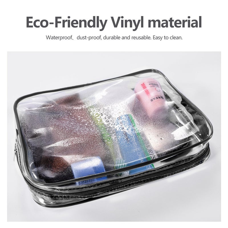 Roybens 3Pcs Crystal Clear PVC Travel Toiletry Bag Kit for Women Men, Waterproof Vinyl Organizer Makeup Bags with Zipper Handle Straps, Cosmetic Bag Pouch Carry on Airport Airline Compliant Bag Handbag - Image 2