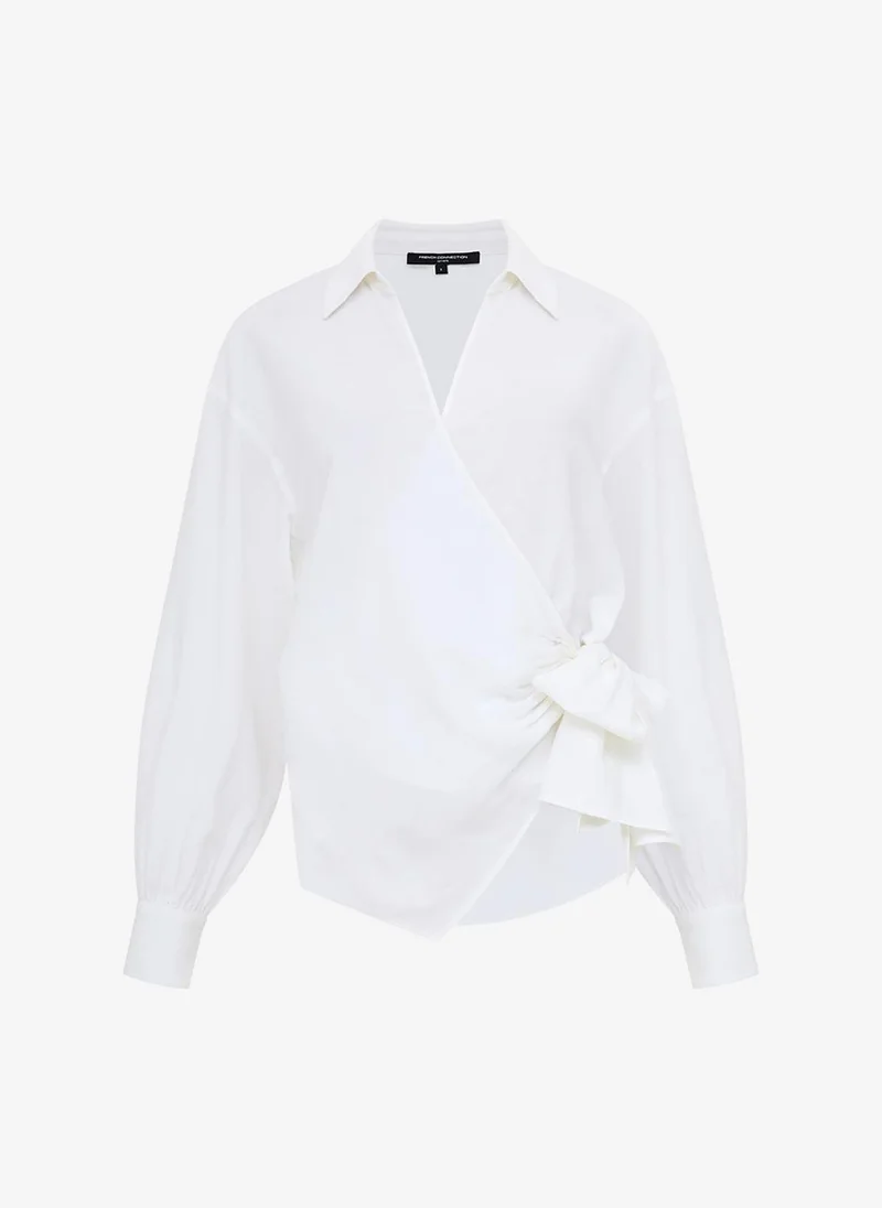 French Connection  Women's Linen White Ariette Linen Blend Wrap Over Top for Women | Best Price UAE
