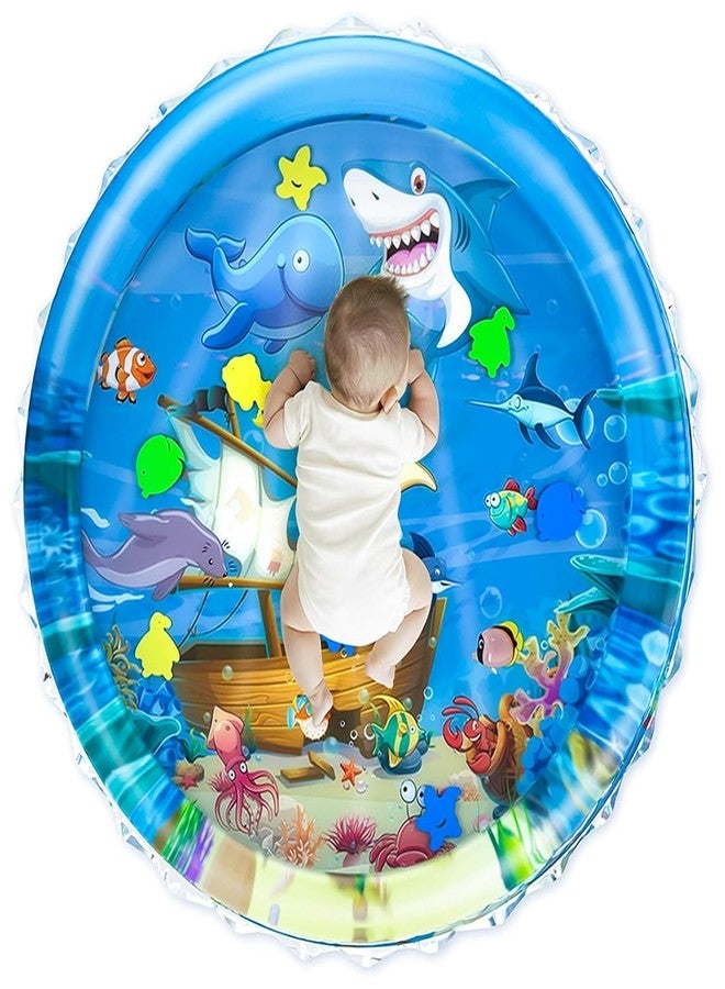Waexlla Tummy Time Water Mat for Babies | Sensory Play Gym for 6-12 Months | Newborn Baby Essentials | Water-Filled Activity Mat | Baby Gifts | Pack of 1 (Round) - Image 1
