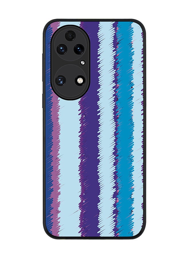 Stylizedd Rugged Black edge case for Huawei P50 Slim fit Soft Case Flexible Rubber Edges Anti Drop TPU Gel Thin Cover - Lines Of Violet - Image 1