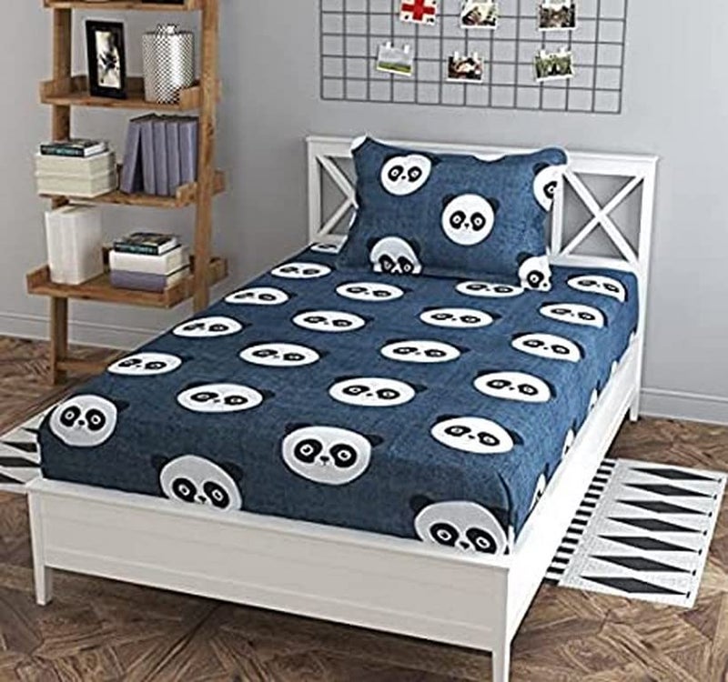 KitchDeco Kitch Deco™ Glace Cotton Nursery Print Single Bed Reversible Kids Comforter Set(1 Single Bed Comforter,1 Single Bedsheet & 1 Pillow Cover, 180 TC) (Panda) - Image 1