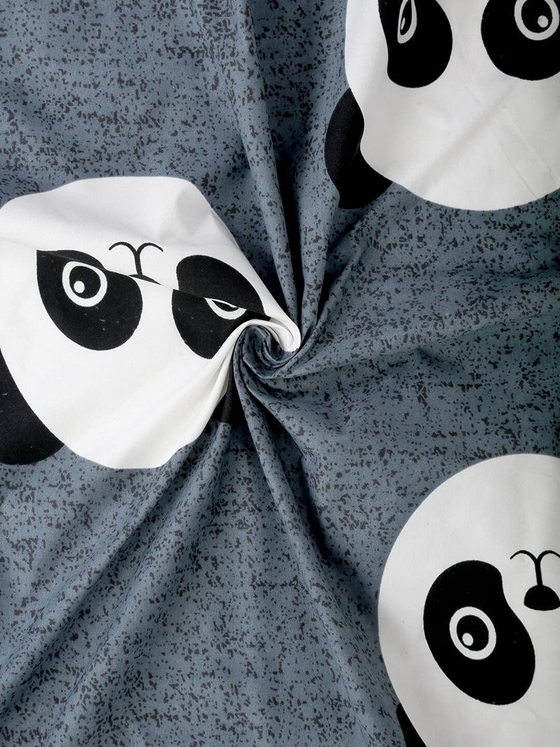 KitchDeco Kitch Deco™ Glace Cotton Nursery Print Single Bed Reversible Kids Comforter Set(1 Single Bed Comforter,1 Single Bedsheet & 1 Pillow Cover, 180 TC) (Panda) - Image 2