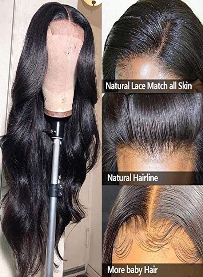 ALLRUN Body Wave Lace Closure Wigs Human Hair 4x4 Lace Front Wigs With Baby Hair(16 inch) Body Wave Lace Wigs For Black Women Natural Color 150% Density - Image 3