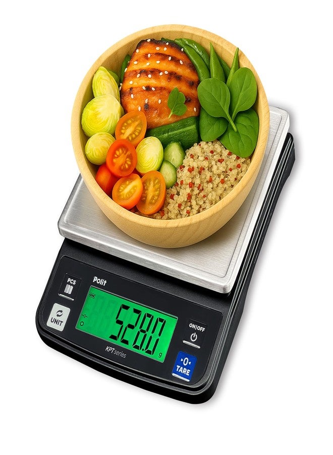 Polit KPT Digital Kitchen Scale - 0.5g Precision 13lb/6kg Food Scale with Stainless Steel Tray, Dual Power and Counting Mode for Cooking, Baking, Meal Prep and Seed or Hardware Uses - Image 1