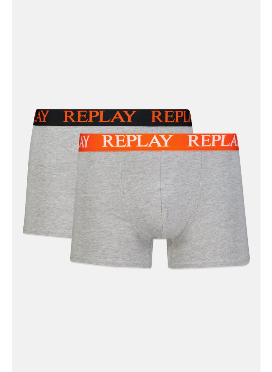 Replay Men 2 Pack Brand Logo Trunk, Grey  - Image 1