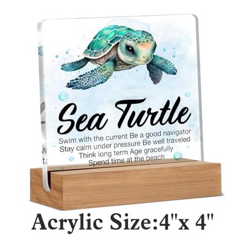 Oqtumes Inspirational Motivational Gifts - Turtle Gifts for Women Men - Sea Turtle Clear Desk Decorative Sign Home Decor - Image 2