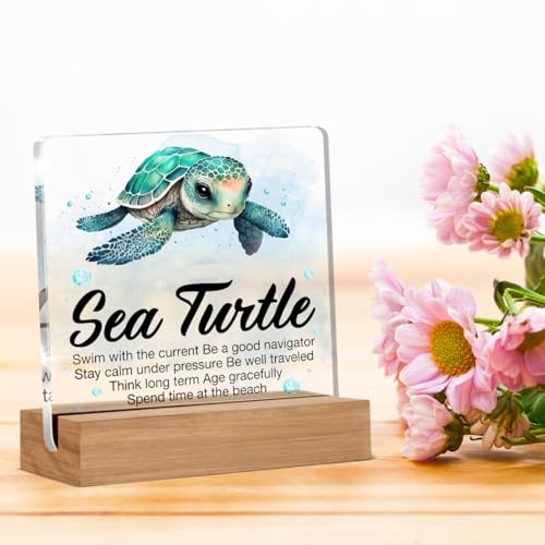Oqtumes Inspirational Motivational Gifts - Turtle Gifts for Women Men - Sea Turtle Clear Desk Decorative Sign Home Decor - Image 5