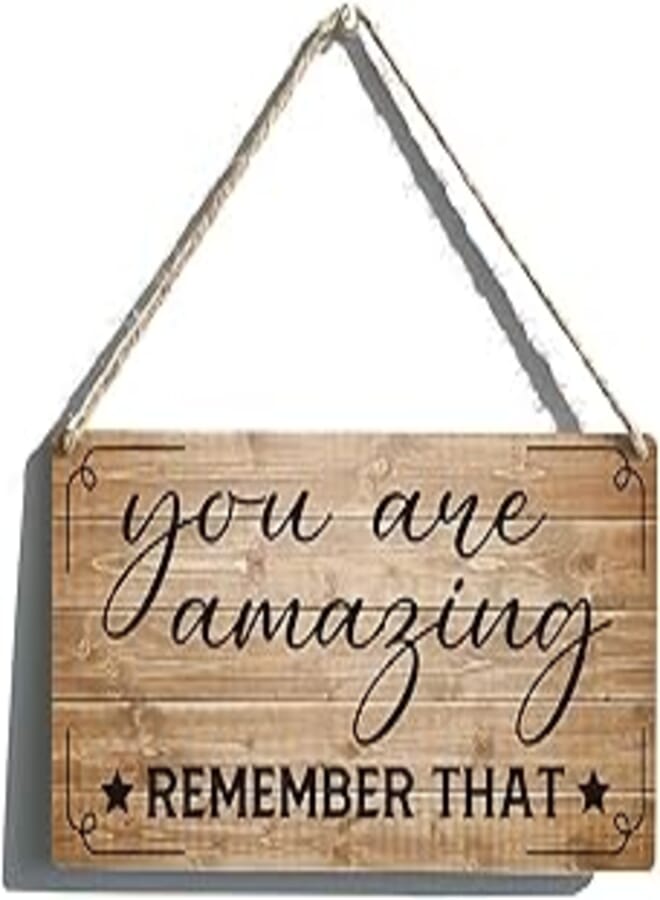 Generic Positive Sign Farmhouse You are Amazing Wooden Hanging Sign Rustic Retro Wall Art Decor Home Office Decoration 12 x 6 Inches 