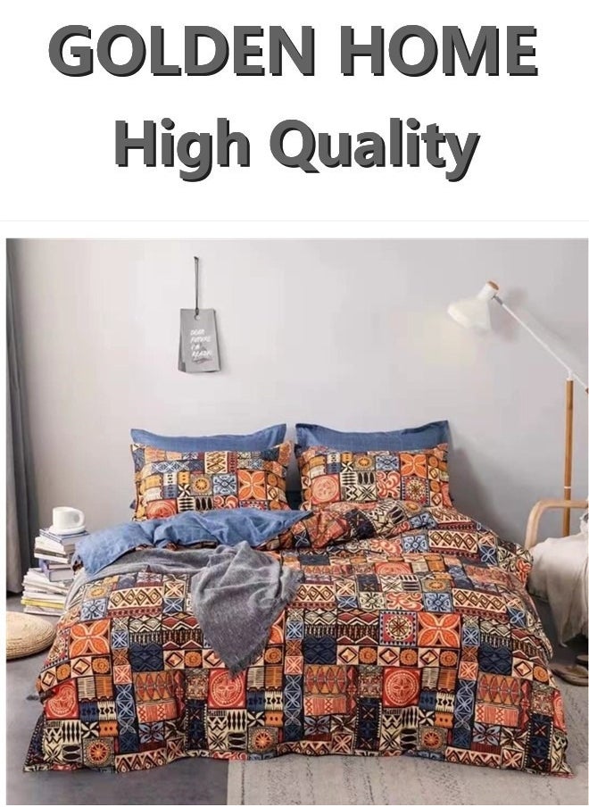 GOLDEN HOME 6 Piece King/Queen/Single size, striped pattern duvet cover set. set includes 1 Comforter Cover, 1 Fitted Bedsheet, 4 Pillowcases  - Image 1
