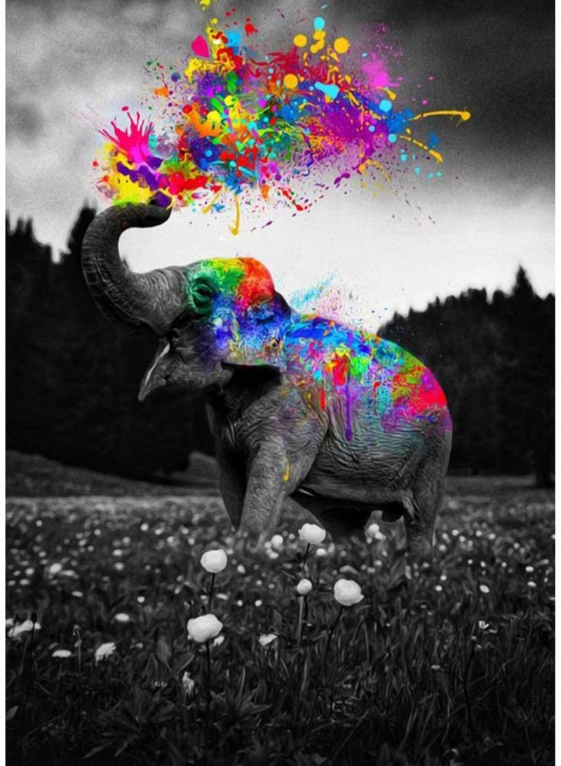 كابتن تيك Diamond Painting Kits for Adults DIY 5D Paint by Numbers Color Full Dots Kids Beginner Art Elephant Accessories and Tools, Paint with Diamonds Arts Full Drill for Living Room Wall Decor Craft - Image 4