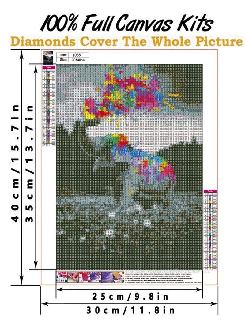 كابتن تيك Diamond Painting Kits for Adults DIY 5D Paint by Numbers Color Full Dots Kids Beginner Art Elephant Accessories and Tools, Paint with Diamonds Arts Full Drill for Living Room Wall Decor Craft - Image 2