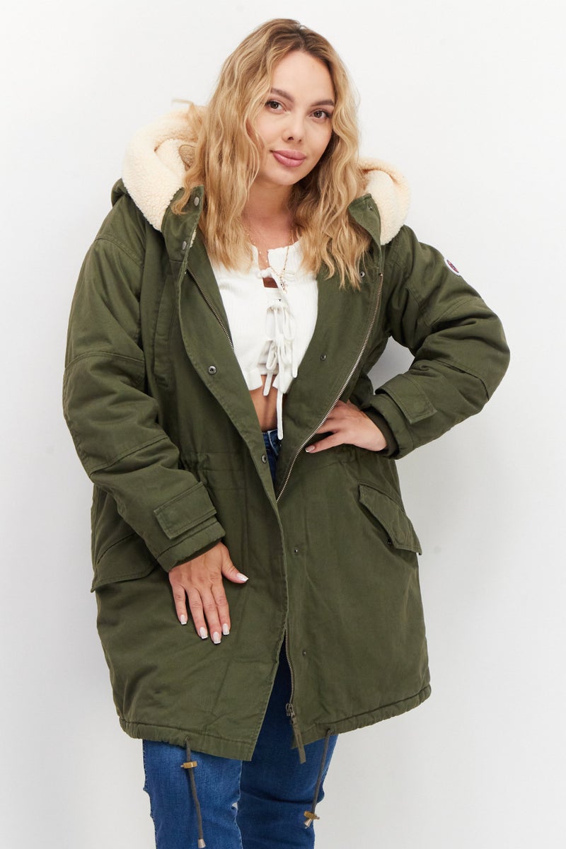 Pepe Jeans Women Solid Puffer Jacket, Olive - Image 1