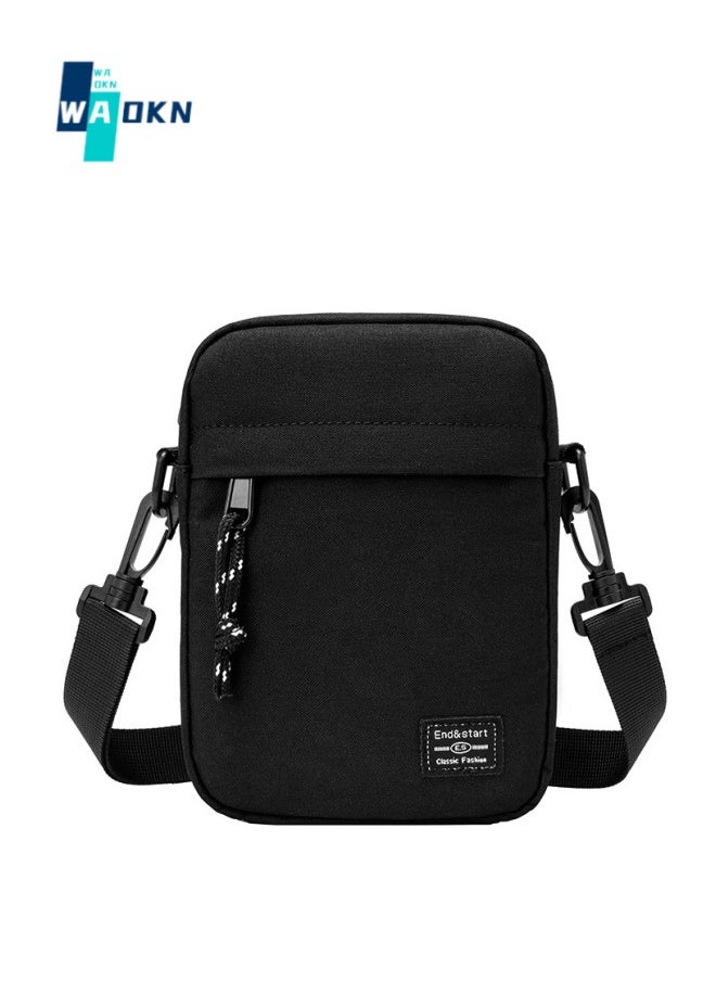 WAOKN Unisex Mini Crossbody Bag, Teenager Texture Waterproof and Scratch-proof Small Bag Shoulder Bag Handbag, Fashionable and Simple Solid Color Crossbody Bag for College Students and Youth(Black)  - Image 1