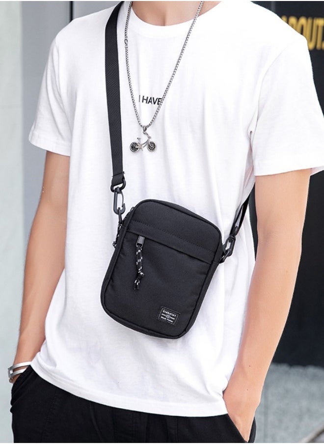 WAOKN Unisex Mini Crossbody Bag, Teenager Texture Waterproof and Scratch-proof Small Bag Shoulder Bag Handbag, Fashionable and Simple Solid Color Crossbody Bag for College Students and Youth(Black)  - Image 2