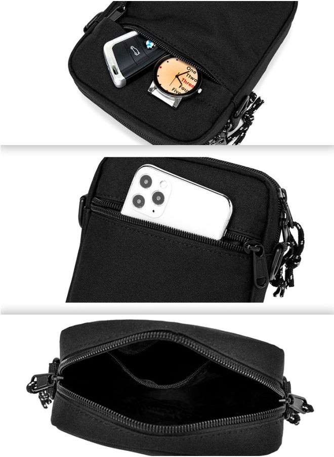 WAOKN Unisex Mini Crossbody Bag, Teenager Texture Waterproof and Scratch-proof Small Bag Shoulder Bag Handbag, Fashionable and Simple Solid Color Crossbody Bag for College Students and Youth(Black)  - Image 3