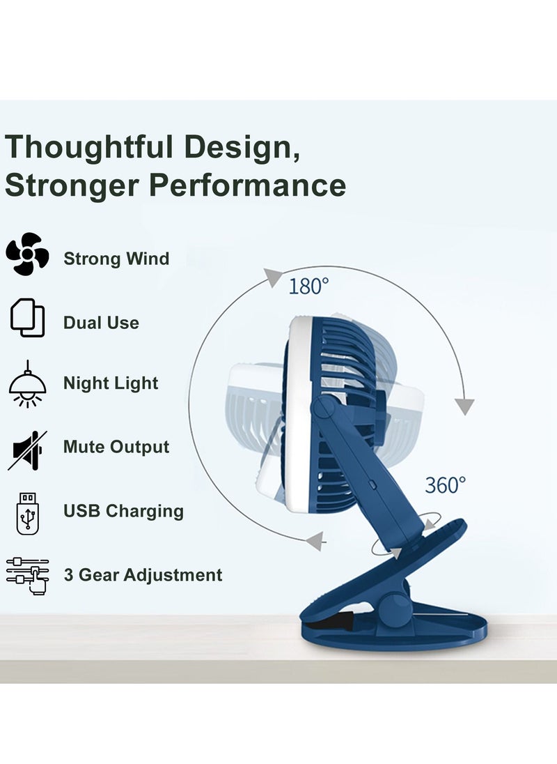 TEKNUM - 2 - In - 1 Stroller Usb Charging Fan With Light - Blue - Image 1