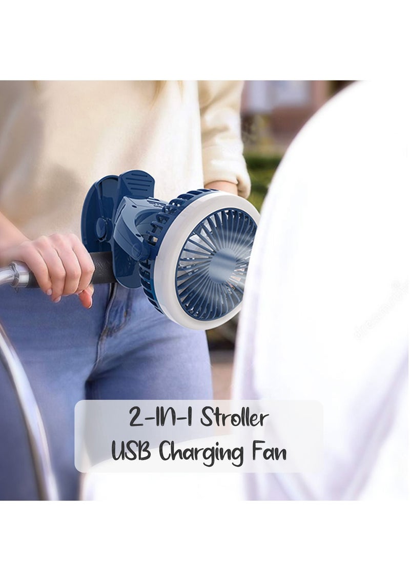 TEKNUM - 2 - In - 1 Stroller Usb Charging Fan With Light - Blue - Image 1