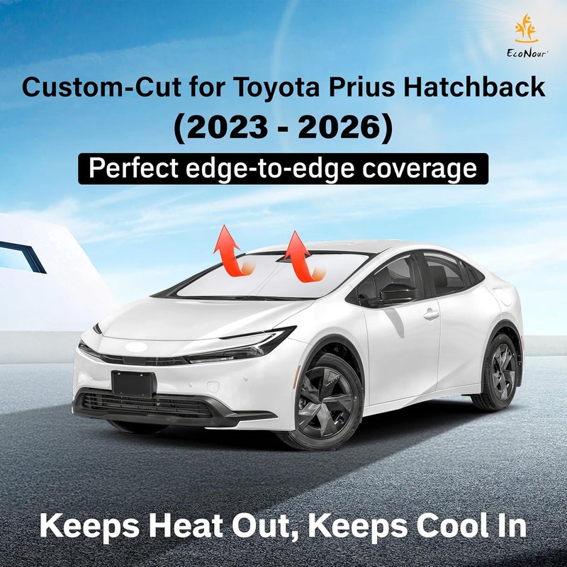 EcoNour Windshield Sun Shade for Toyota Prius C Accessories 2023-2025 Custom Fit Sunshade Foldable Sun Visor Protector Blocks UV Rays Keep Your Car Cooler - Image 2