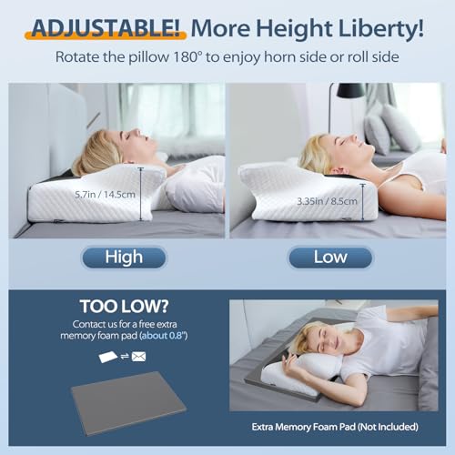 HOMCA Cervical Pillow Memory Foam Pillows - Contour Memory Foam Pillow for Neck Pain Relief, Orthopedic Neck Bed Pillow for Side Sleepers Back and Stomach - Image 3