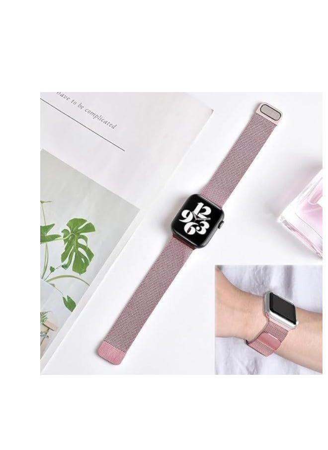 adhomax Band mesh Metal loop Replacement Strap, Magnetic Clasp Compatible with ultra smart Watch  Steel Metal Replacement Strap, one size and Compatible with apple smart watches  - Image 5