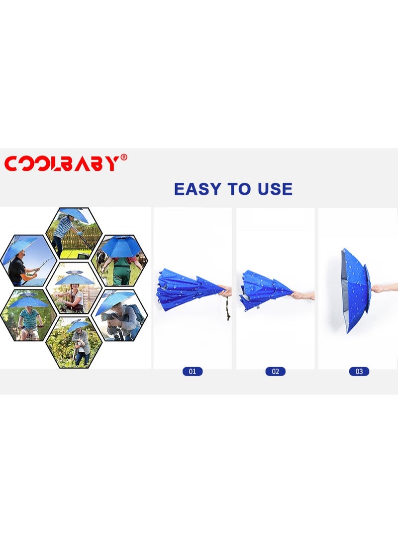 Cool Baby Style Umbrella Hat 95cm Diameter Double Layers Foldable Headwear Sun Rain Umbrella Fishing Hiking Camping Headwear Cap Outdoor Sport Umbrella Hat Cap - Image 2