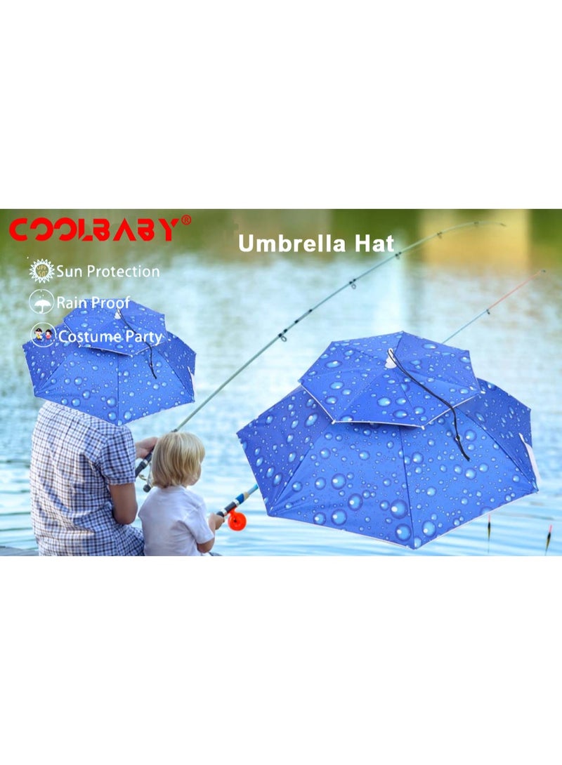 Cool Baby Style Umbrella Hat 95cm Diameter Double Layers Foldable Headwear Sun Rain Umbrella Fishing Hiking Camping Headwear Cap Outdoor Sport Umbrella Hat Cap - Image 1
