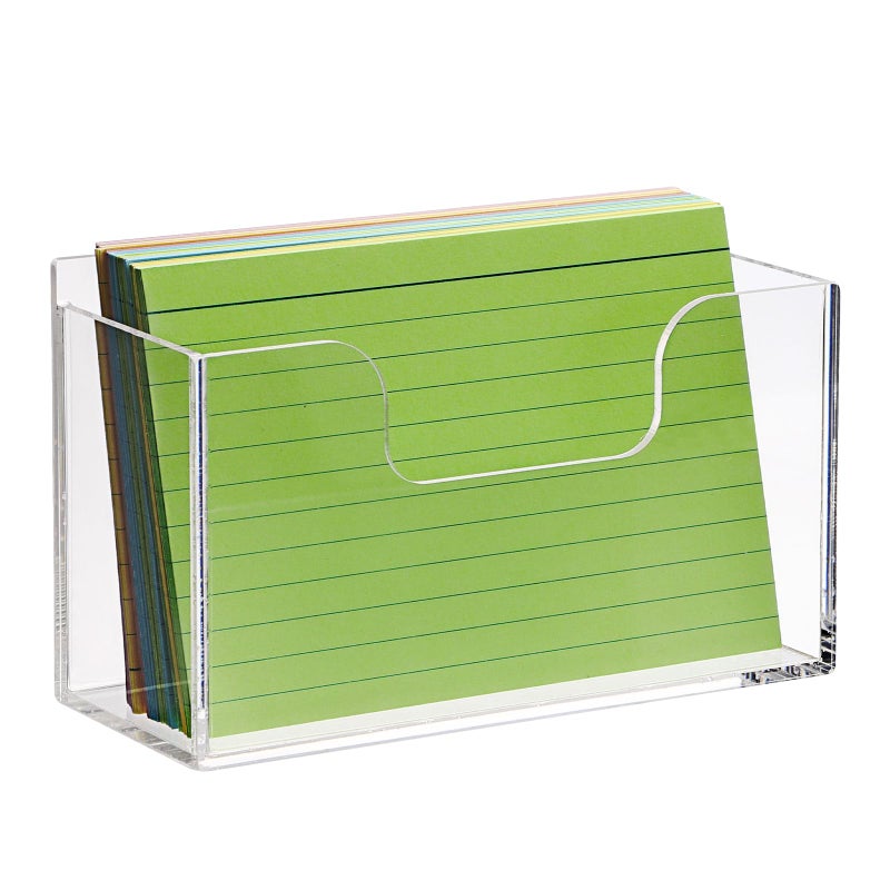BTSKY 1 Pack Acrylic Index Card Holder Display Stand - 4X6 Inch Notecard Box Recipe Organizer, Clear Index Card Case for Office Desk Recipe Notecard Storage Box, Photo Holder Organizer - Image 1