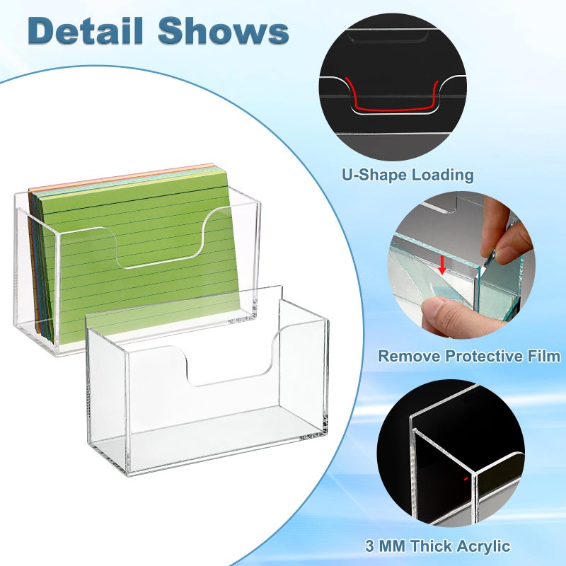 BTSKY 1 Pack Acrylic Index Card Holder Display Stand - 4X6 Inch Notecard Box Recipe Organizer, Clear Index Card Case for Office Desk Recipe Notecard Storage Box, Photo Holder Organizer - Image 4