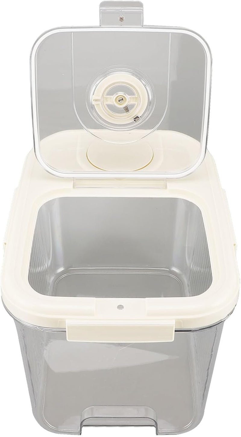 Yoidesu Clear Plastic Rice Storage Container with Wheels, 28 lb Capacity, Airtight Lid, Measuring Cup, Ideal for Dry Food, Baking Supplies, Dog and Cat Food (Large Cream White) - Image 2
