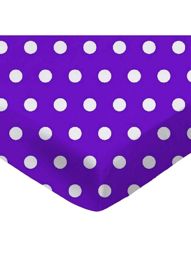 SHEETWORLD.COM SheetWorld Fitted 100% Cotton Percale Pack N Play Sheet 29 x 42, Polka Dots Purple, Made in USA - Image 1