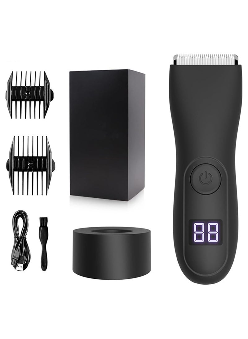 Royal Digital Body And Pubic Hair Trimmer for Men - Waterproof Pubic Hair Trimmer with Ceramic Blade Standing Recharge Dock