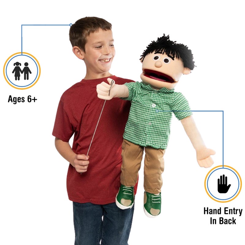 Silly Puppets دمية كيني، ولد الخوخ، 25"، كاملة الجسم، بأسلوب المهرج - Image 2