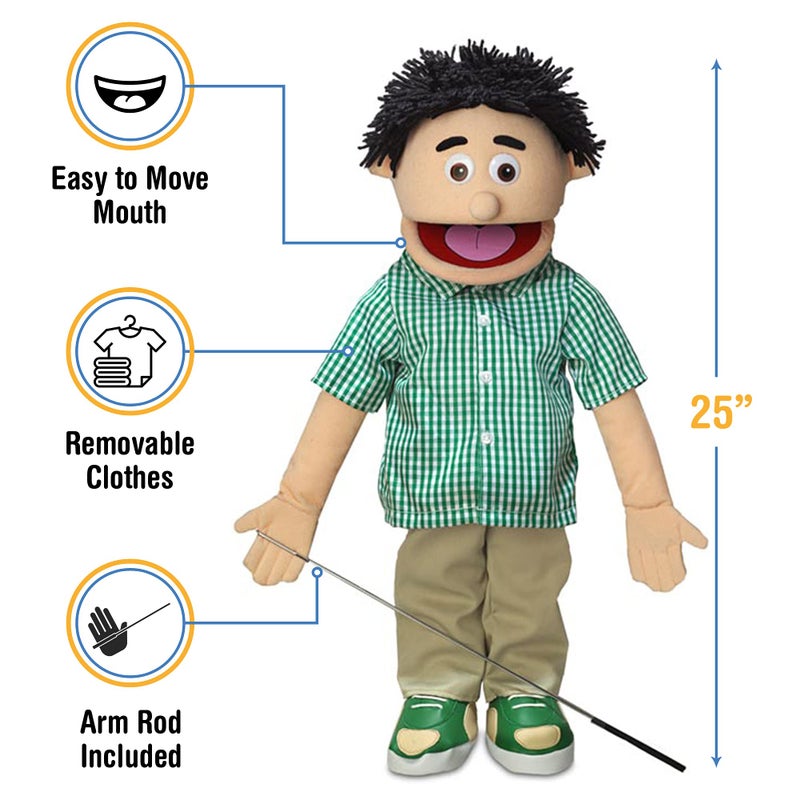 Silly Puppets دمية كيني، ولد الخوخ، 25"، كاملة الجسم، بأسلوب المهرج - Image 3