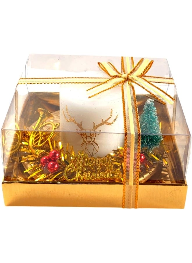 Generic FAM FAM Christmas Candles For Christmas Decorations - Christmas Tree Tea Light Candles For Christmas Home Decoration Gifts - Christmas Candle Gift Sets (Assorted Designs) (Candle B)  - Image 1