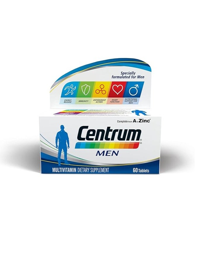 Pfizer - Centrum Men Multivitamin Tablets with Vitamin B1, B2, B3, Magnesium, Minerals, & Microelements, 60 Tablets - Image 1