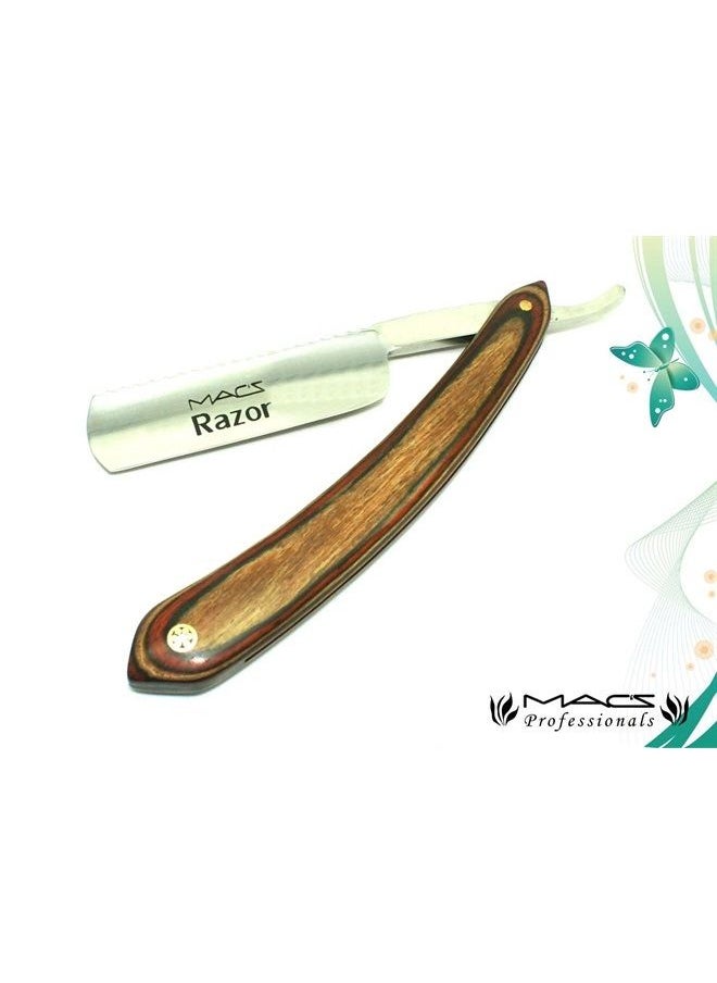 MacRazors Products Professional Straight Razors with Solid Brown Maple Wood Handle Macs Brand-047  - Image 1