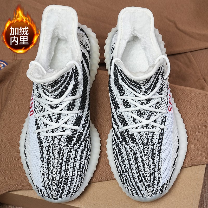 Fleece-Lined Warm Baiyi Coconut Shoes Men'S 350 Thickened New Grey Orange Casual Cotton Shoes Men'S And Women'S Putian Trendy Shoes - Image 1
