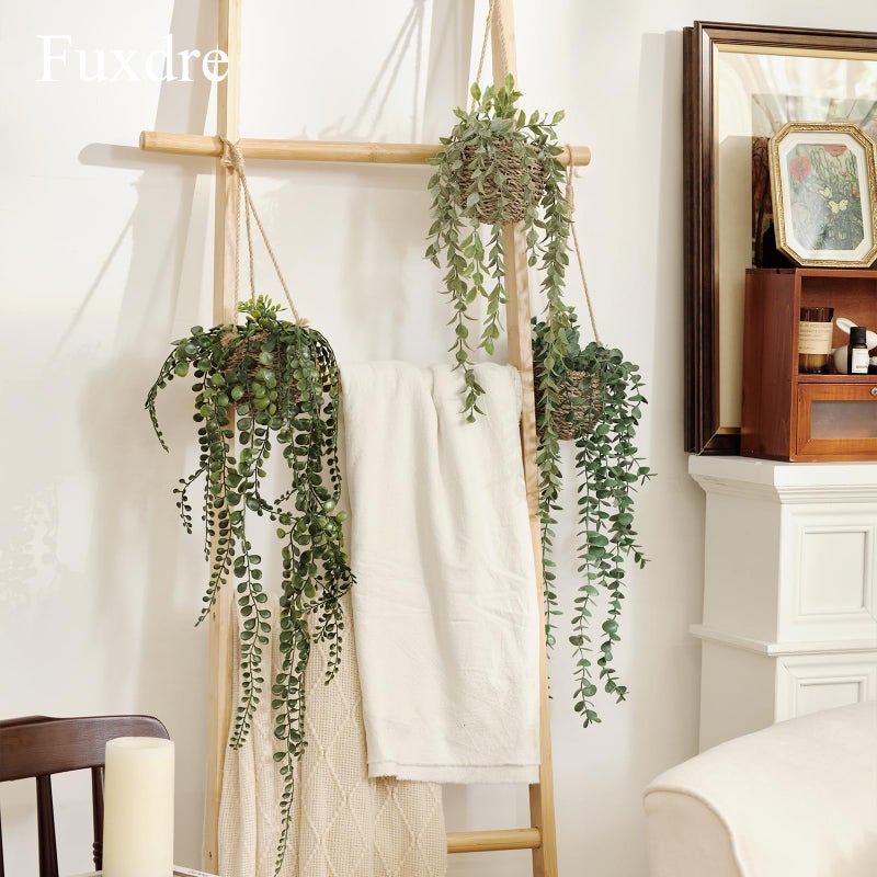 Fuxdre 3 Pack Mini Artificial Hanging Greenary Fake Hanging Plants in Basket for Wall Living Room Decor Bathroom Shelf Home Indoor - Image 5