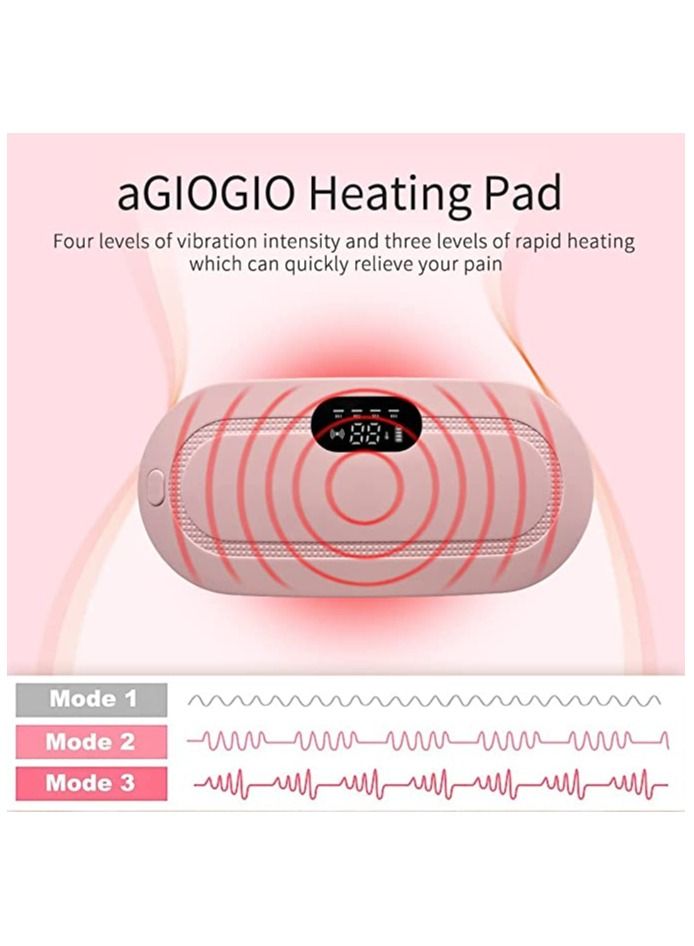 Portable Heating Pad, Lower Back Pain Relief Fast Period Heating Pads for cramps, 3-Speed Temperature Adjustment, and 4-Speed Massage Modes, Menstrual Cramps Relief Heating Pad for Women and Girl