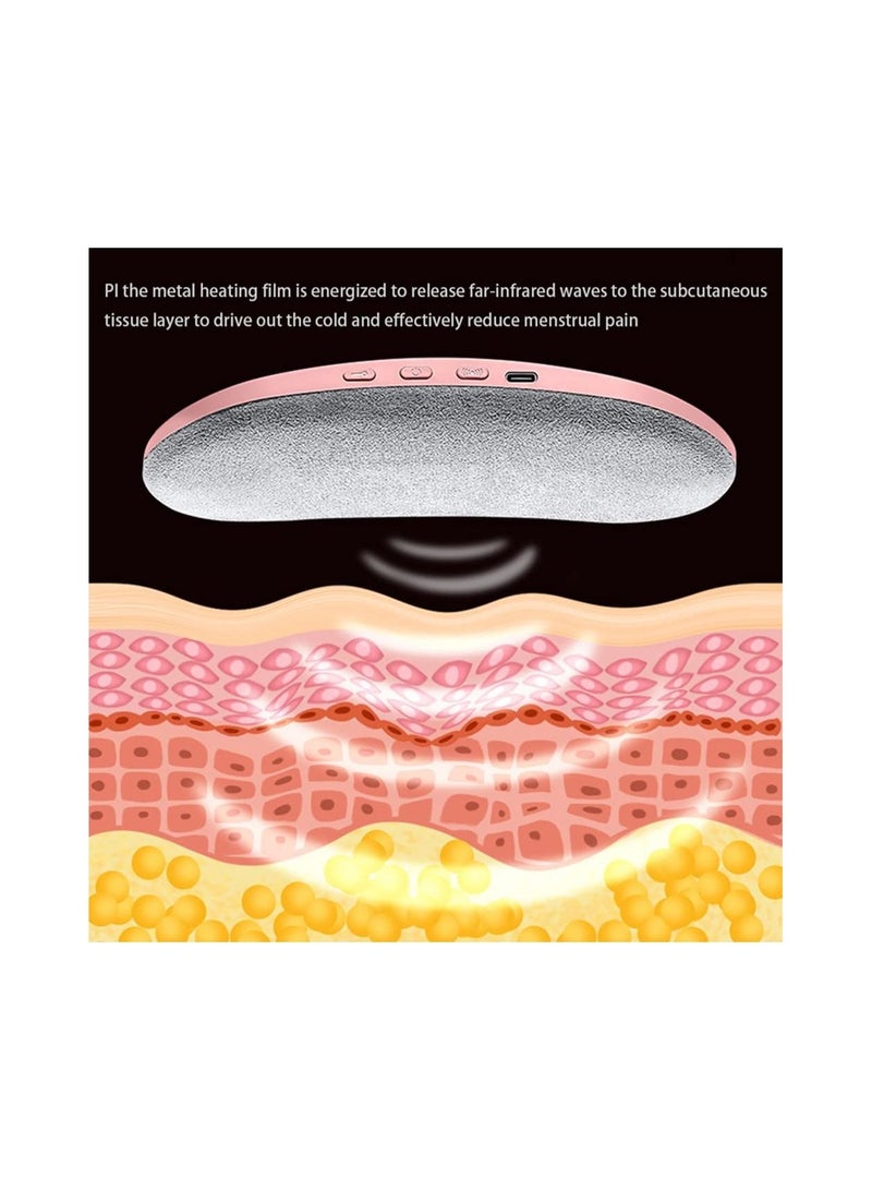 Portable Heating Pad, Lower Back Pain Relief Fast Period Heating Pads for cramps, 3-Speed Temperature Adjustment, and 4-Speed Massage Modes, Menstrual Cramps Relief Heating Pad for Women and Girl
