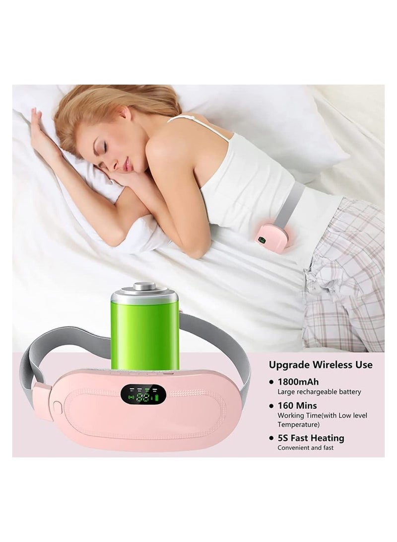 Portable Heating Pad, Lower Back Pain Relief Fast Period Heating Pads for cramps, 3-Speed Temperature Adjustment, and 4-Speed Massage Modes, Menstrual Cramps Relief Heating Pad for Women and Girl