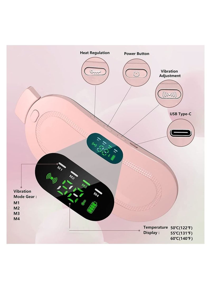Portable Heating Pad, Lower Back Pain Relief Fast Period Heating Pads for cramps, 3-Speed Temperature Adjustment, and 4-Speed Massage Modes, Menstrual Cramps Relief Heating Pad for Women and Girl