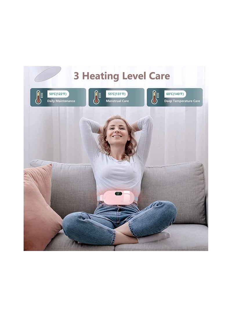 Portable Heating Pad, Lower Back Pain Relief Fast Period Heating Pads for cramps, 3-Speed Temperature Adjustment, and 4-Speed Massage Modes, Menstrual Cramps Relief Heating Pad for Women and Girl
