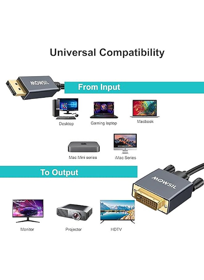 MOWSIL كابل DisplayPort 1.2 إلى HDMI 2.0 بدقة 4K@60Hz بطول 3 أمتار، كابل DP إلى HDMI من ذكر إلى ذكر متوافق مع أجهزة HP/Dell/ThinkPad/AMD/NVIDIA/أجهزة سطح المكتب  - Image 3