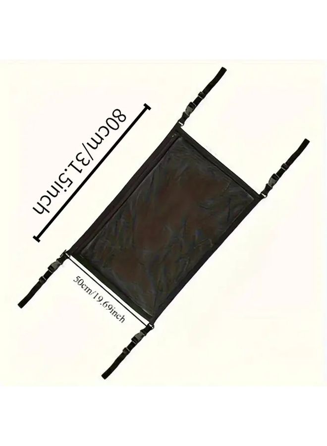 شبكة تخزين سقف سيارة كبيرة سوداء بسحاب للسفر والتخييم والرحلات البرية - Image 2
