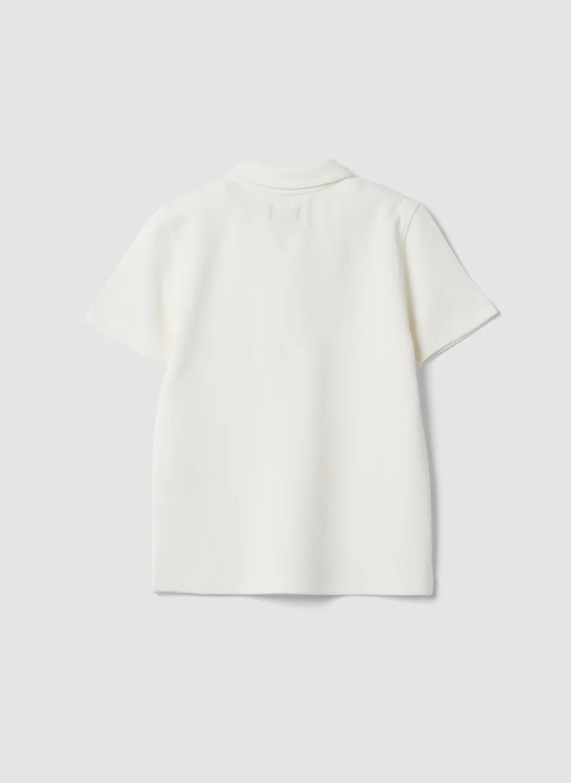 او في اس OVS White Stretch Cotton Polo Shirt For Boys